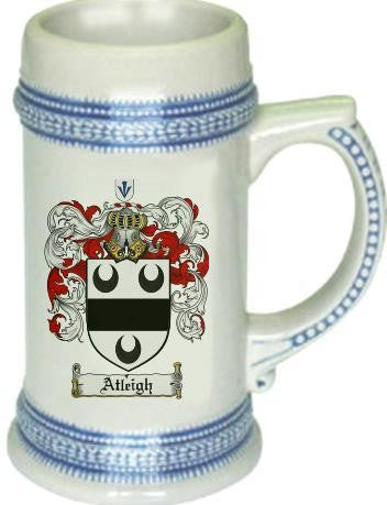 Atleigh family crest stein coat of arms tankard mug