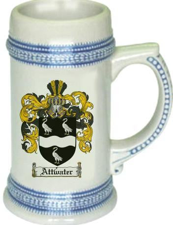 Attwater family crest stein coat of arms tankard mug