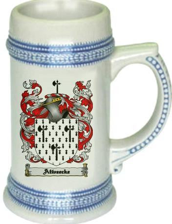 Atweecke family crest stein coat of arms tankard mug