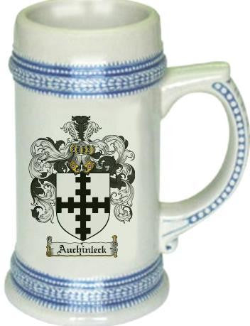 Auchinleck family crest stein coat of arms tankard mug