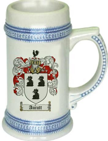 Aucutt family crest stein coat of arms tankard mug