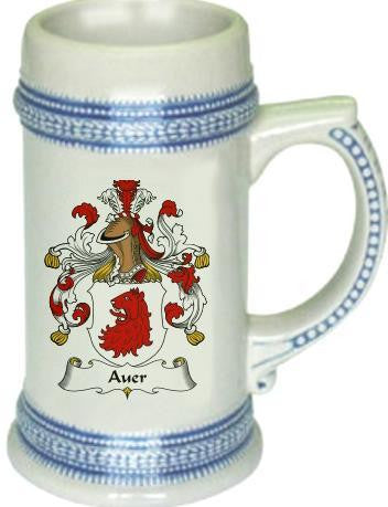 Auer family crest stein coat of arms tankard mug