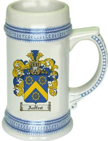 Auffret family crest stein coat of arms tankard mug