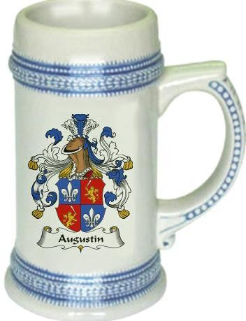 Augustin family crest stein coat of arms tankard mug