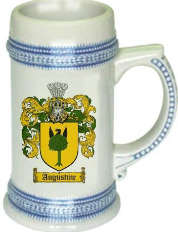Augustine family crest stein coat of arms tankard mug