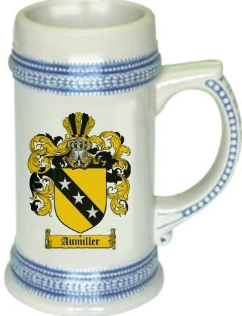 Aumiller family crest stein coat of arms tankard mug