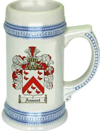 Aumont family crest stein coat of arms tankard mug