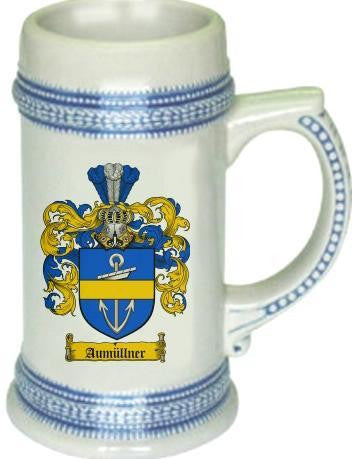 Aumullner family crest stein coat of arms tankard mug