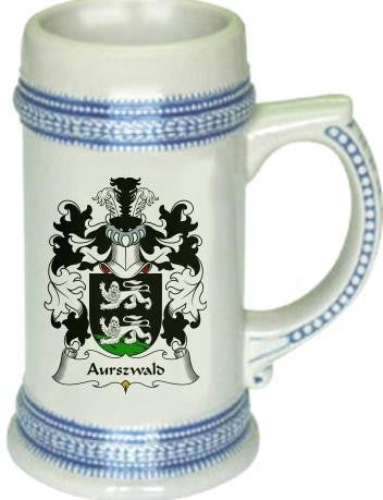 Aurszwald family crest stein coat of arms tankard mug