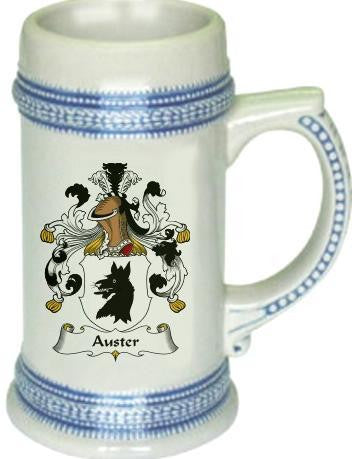 Auster family crest stein coat of arms tankard mug