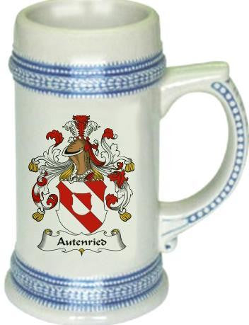 Autenried family crest stein coat of arms tankard mug