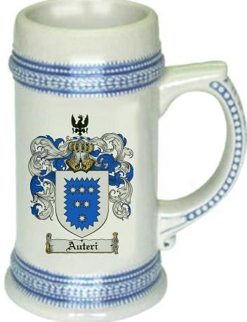 Auteri family crest stein coat of arms tankard mug