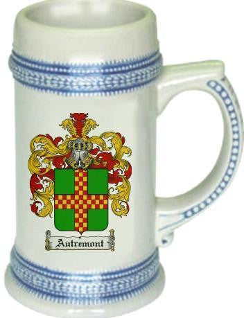 Autremont family crest stein coat of arms tankard mug