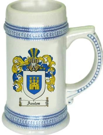 Avalos family crest stein coat of arms tankard mug
