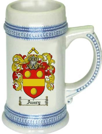 Avary family crest stein coat of arms tankard mug