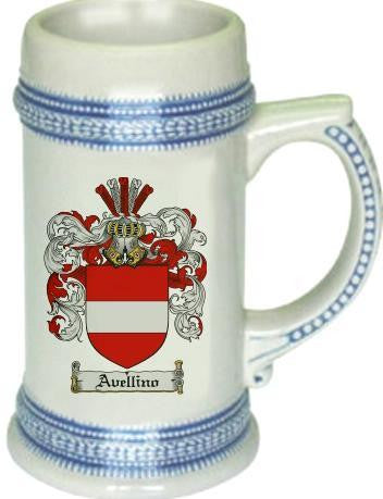 Avellino family crest stein coat of arms tankard mug