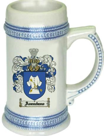 Avendano family crest stein coat of arms tankard mug