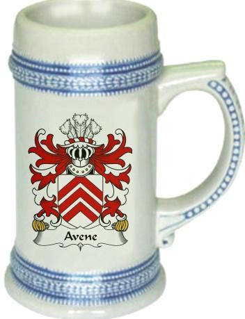 Avene family crest stein coat of arms tankard mug