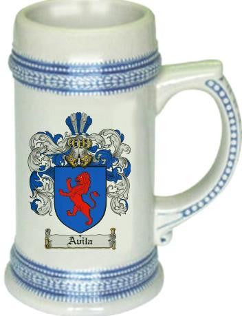 Avila family crest stein coat of arms tankard mug