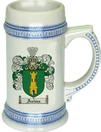 Avina family crest stein coat of arms tankard mug