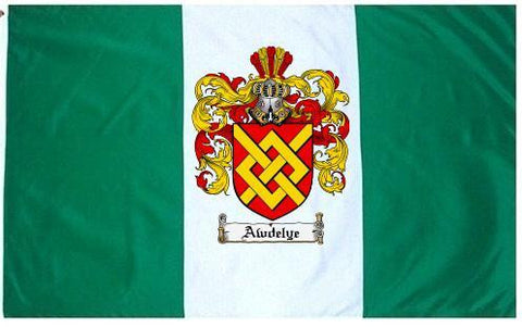 Awdelye family crest coat of arms flag