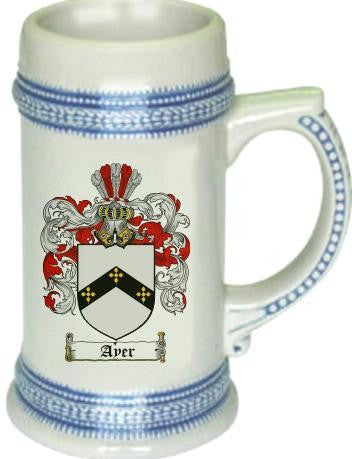 Ayer family crest stein coat of arms tankard mug