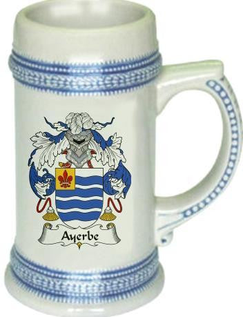 Ayerbe family crest stein coat of arms tankard mug