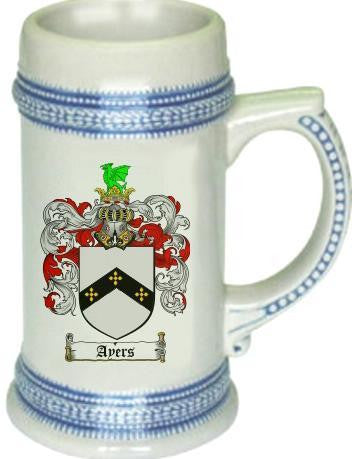 Ayers family crest stein coat of arms tankard mug