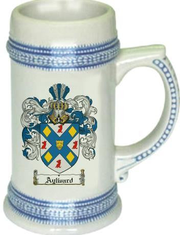 Aylward family crest stein coat of arms tankard mug