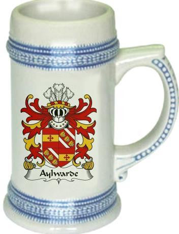 Aylwarde family crest stein coat of arms tankard mug