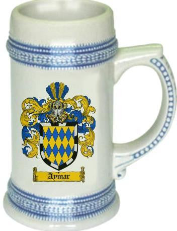 Aymar family crest stein coat of arms tankard mug