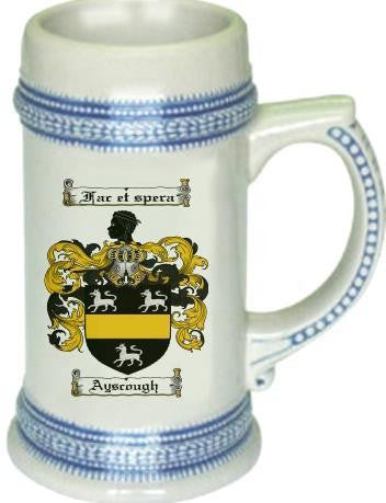 Ayscough family crest stein coat of arms tankard mug