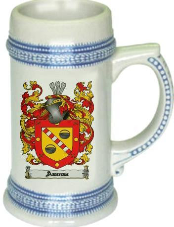 Azanza family crest stein coat of arms tankard mug