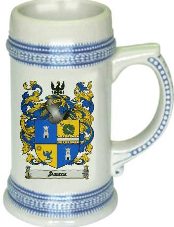 Azara family crest stein coat of arms tankard mug
