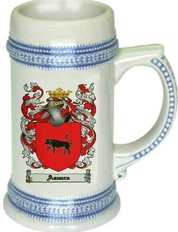Azuara family crest stein coat of arms tankard mug