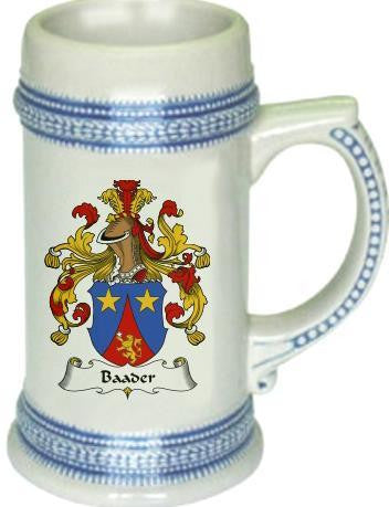 Baader family crest stein coat of arms tankard mug