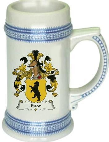 Baar family crest stein coat of arms tankard mug