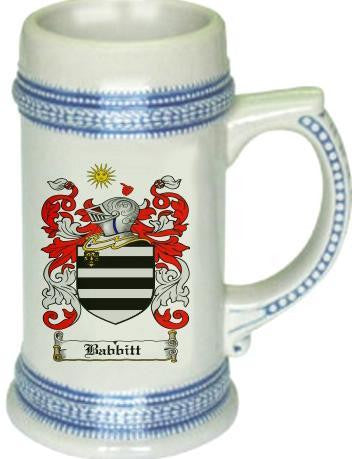 Babbitt family crest stein coat of arms tankard mug