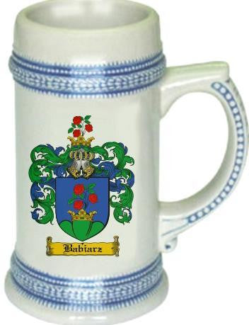 Babiarz family crest stein coat of arms tankard mug