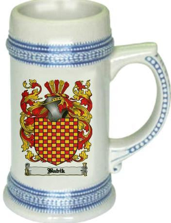 Babik family crest stein coat of arms tankard mug