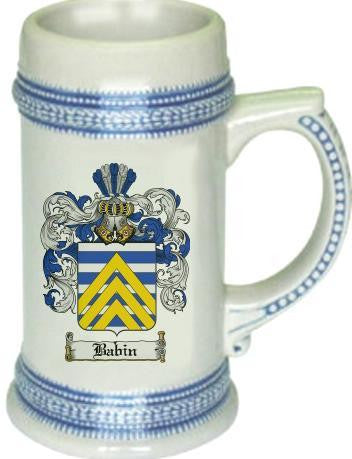 Babin family crest stein coat of arms tankard mug