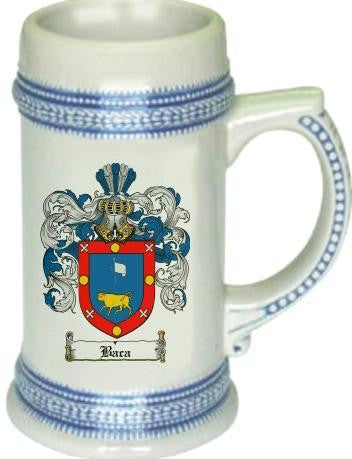 Baca family crest stein coat of arms tankard mug