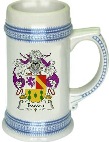 Bacara family crest stein coat of arms tankard mug
