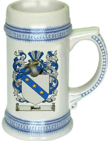Bacci family crest stein coat of arms tankard mug