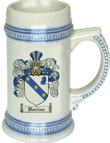 Baccino family crest stein coat of arms tankard mug