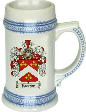 Bacheler family crest stein coat of arms tankard mug