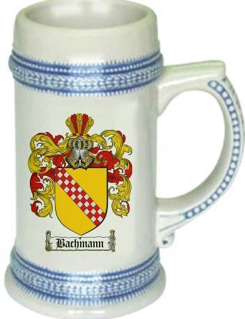 Bachmann family crest stein coat of arms tankard mug