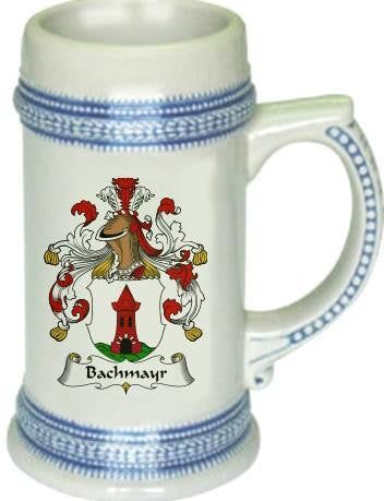 Bachmayr family crest stein coat of arms tankard mug