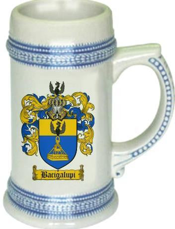 Bacigalupi family crest stein coat of arms tankard mug