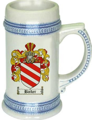 Backer family crest stein coat of arms tankard mug